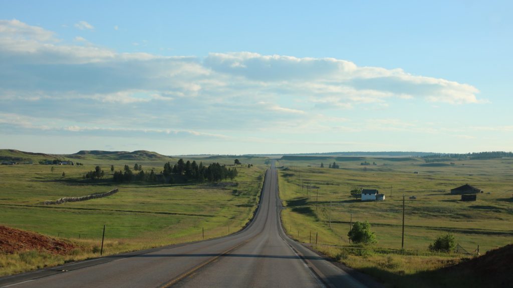 Early morning on the road in South Dakoto