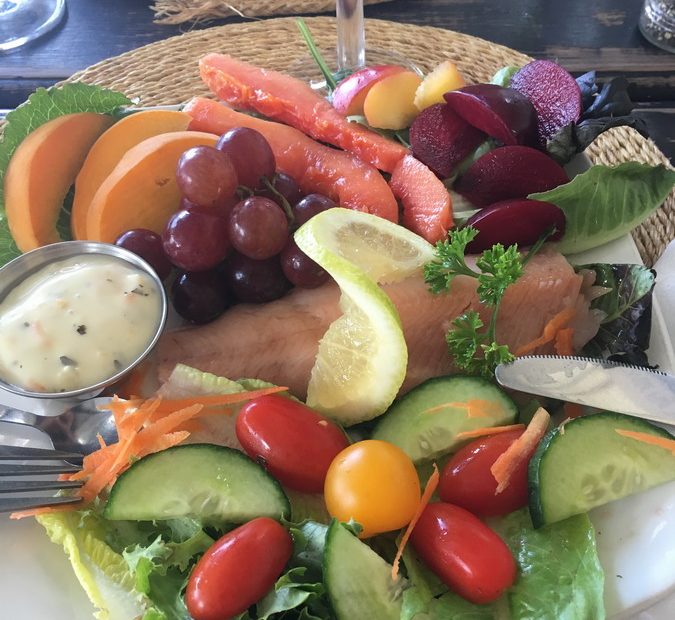 Salad and fish
