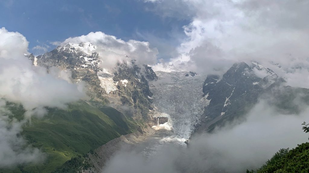 The Adishi glacier at the Russian border