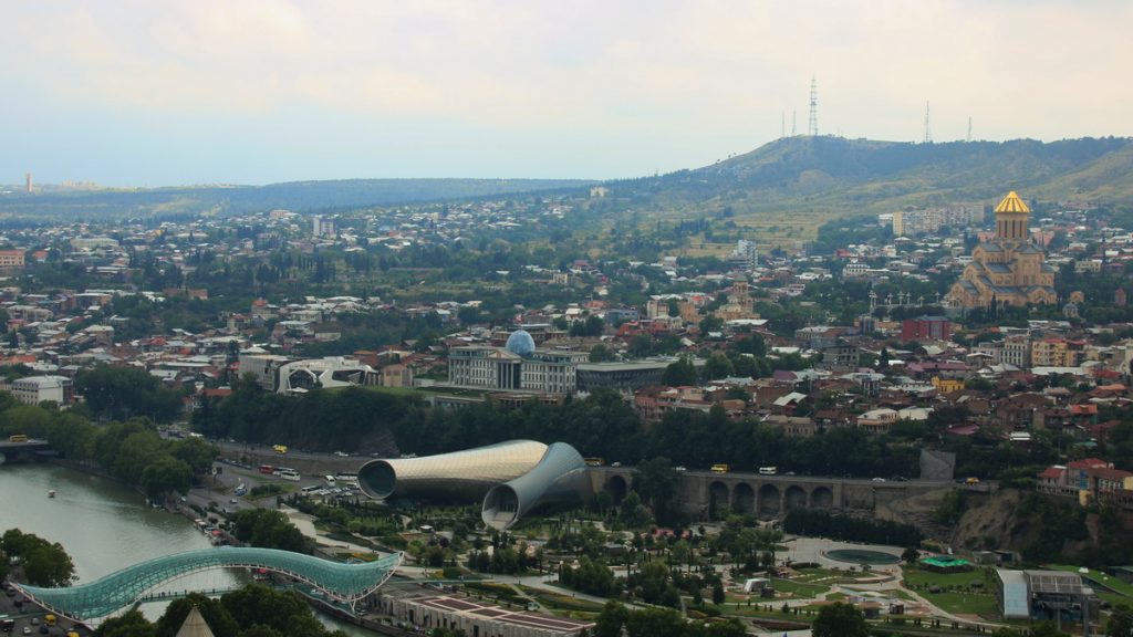 Tblisi concert hall and Peace Bridge