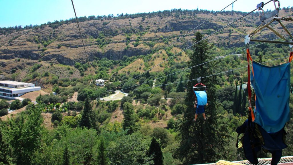 Zip-lining in Tblisi